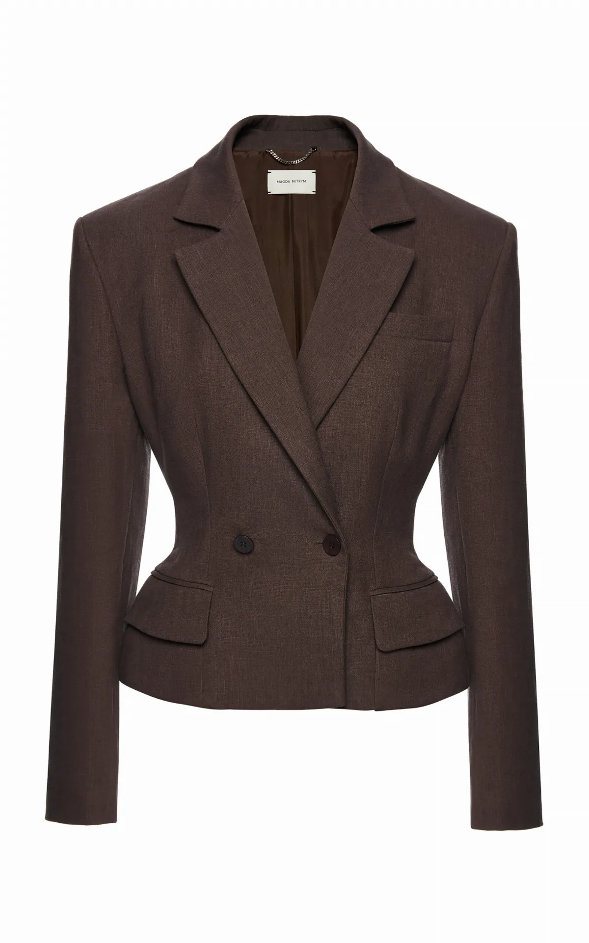 Double-Breasted Structured Linen-Blend Blazer