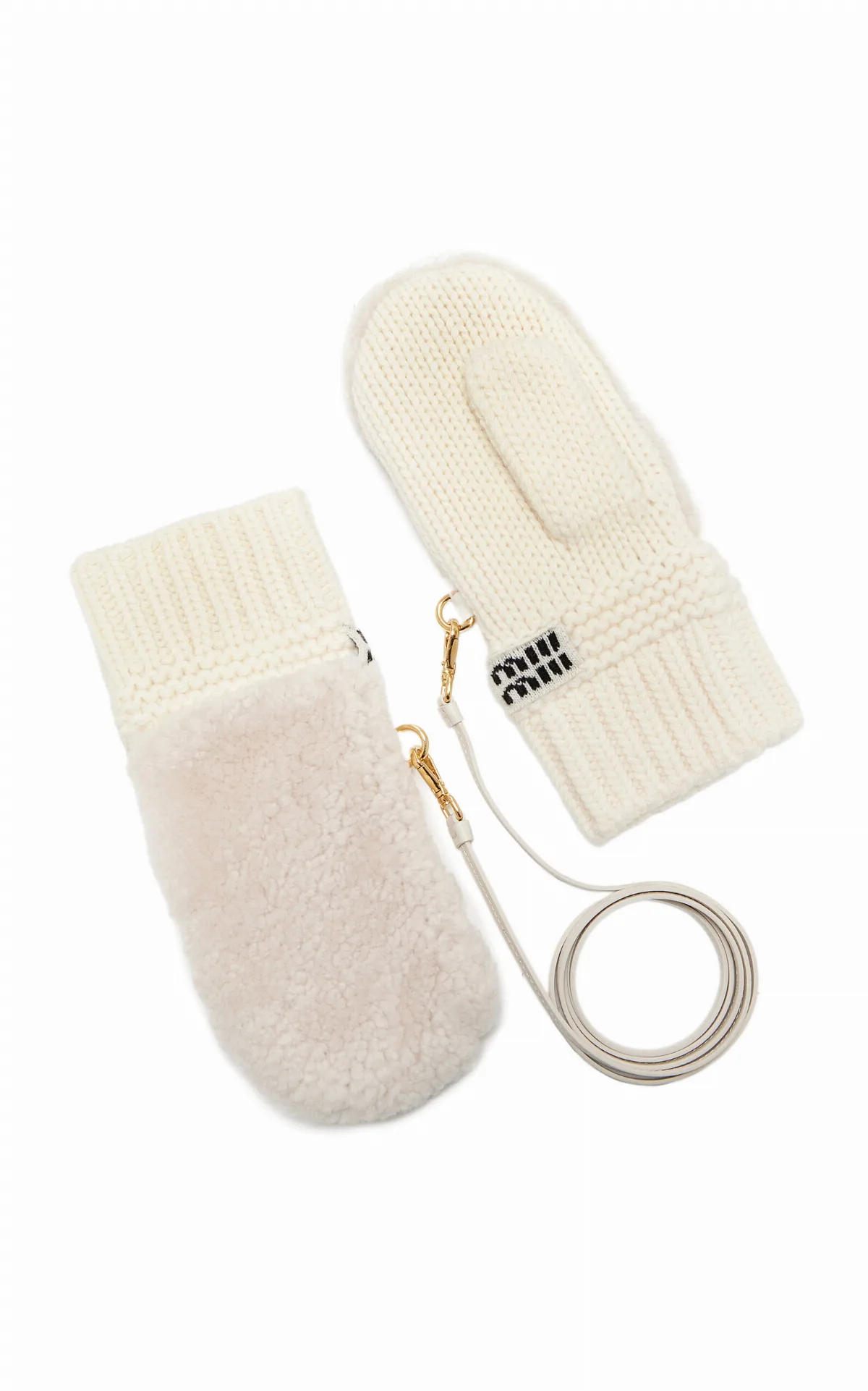 Shearling-Trimmed Cashmere-Wool Mittens