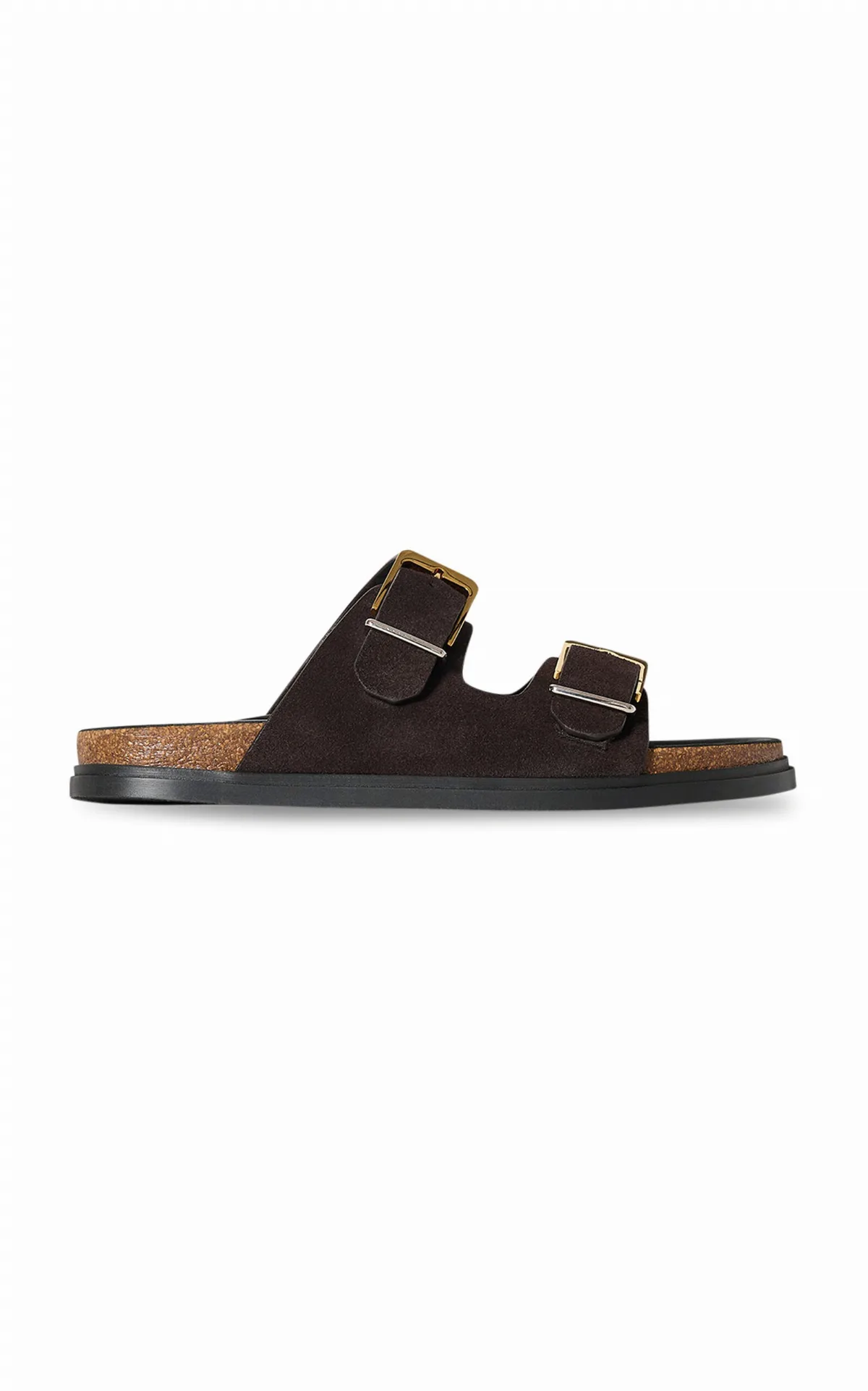 Suede Buckled Slide Sandals