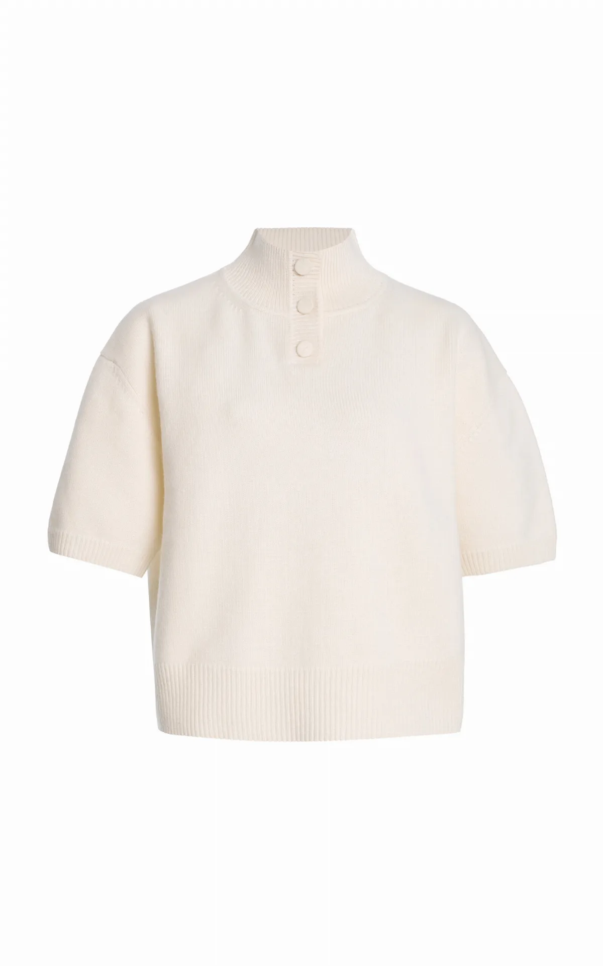 The Kinley Cropped Cashmere Henley Sweater