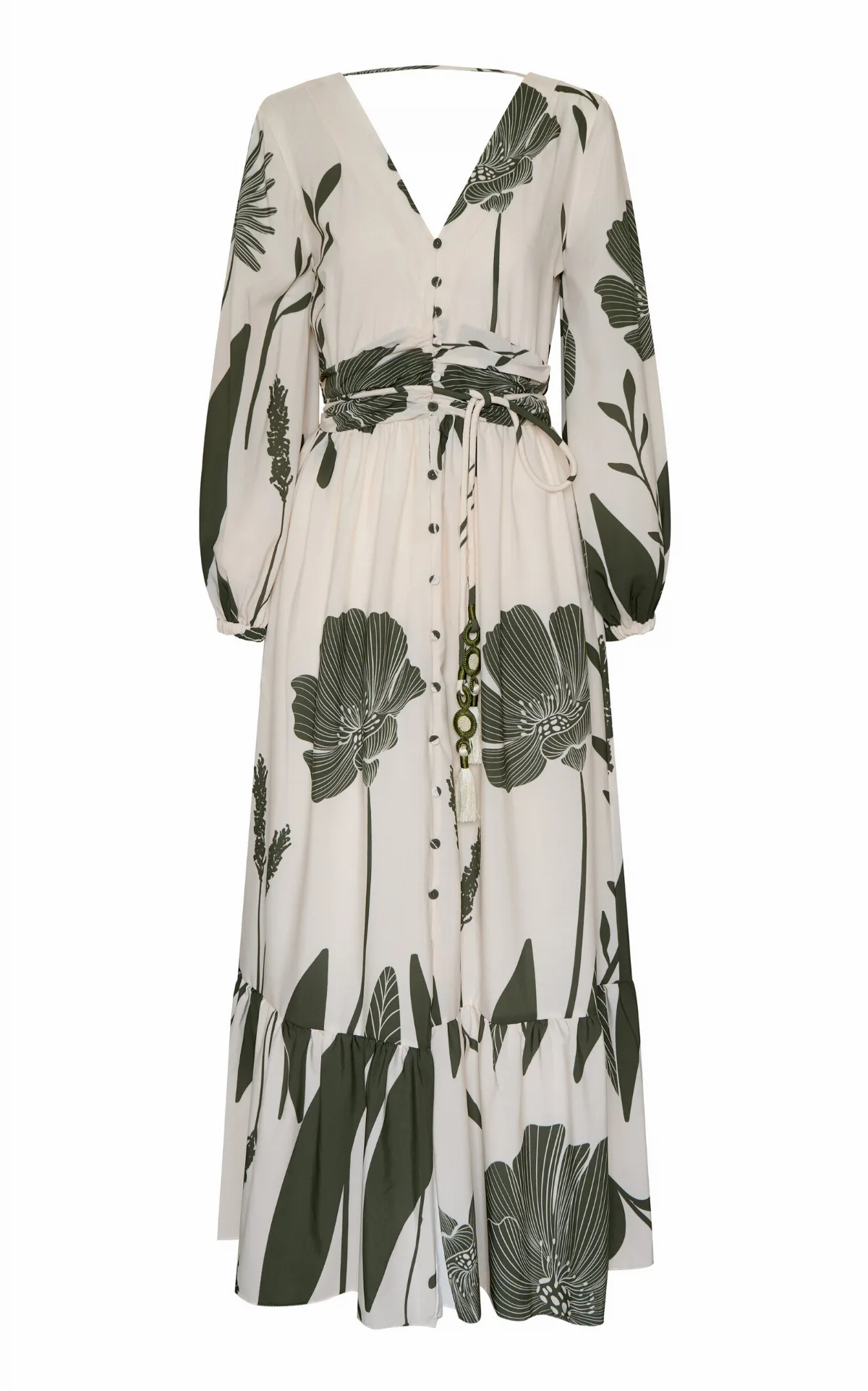 Encanto del Sur Belted Floral Maxi Dress