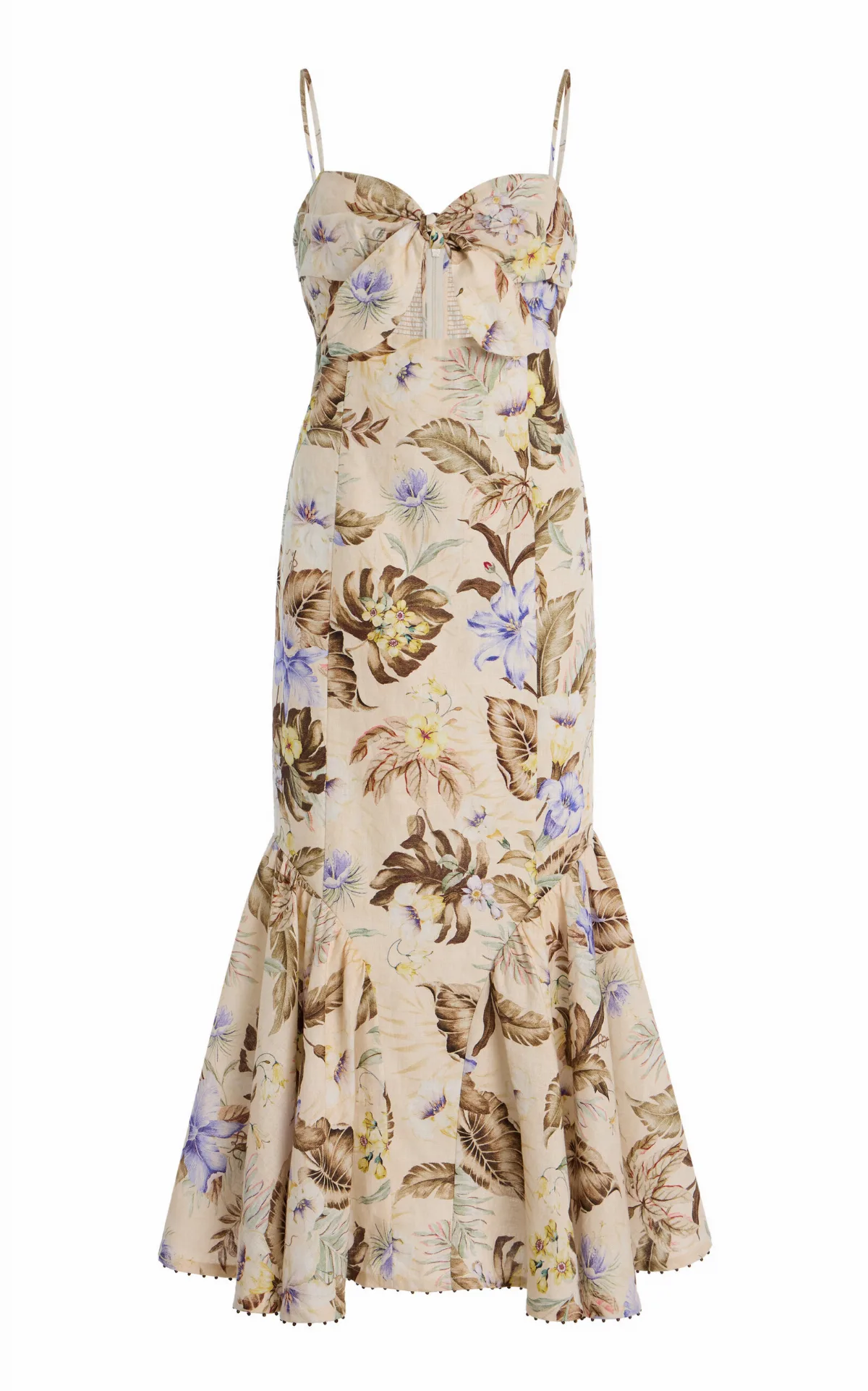 Coco Tie-Front Linen Midi Dress