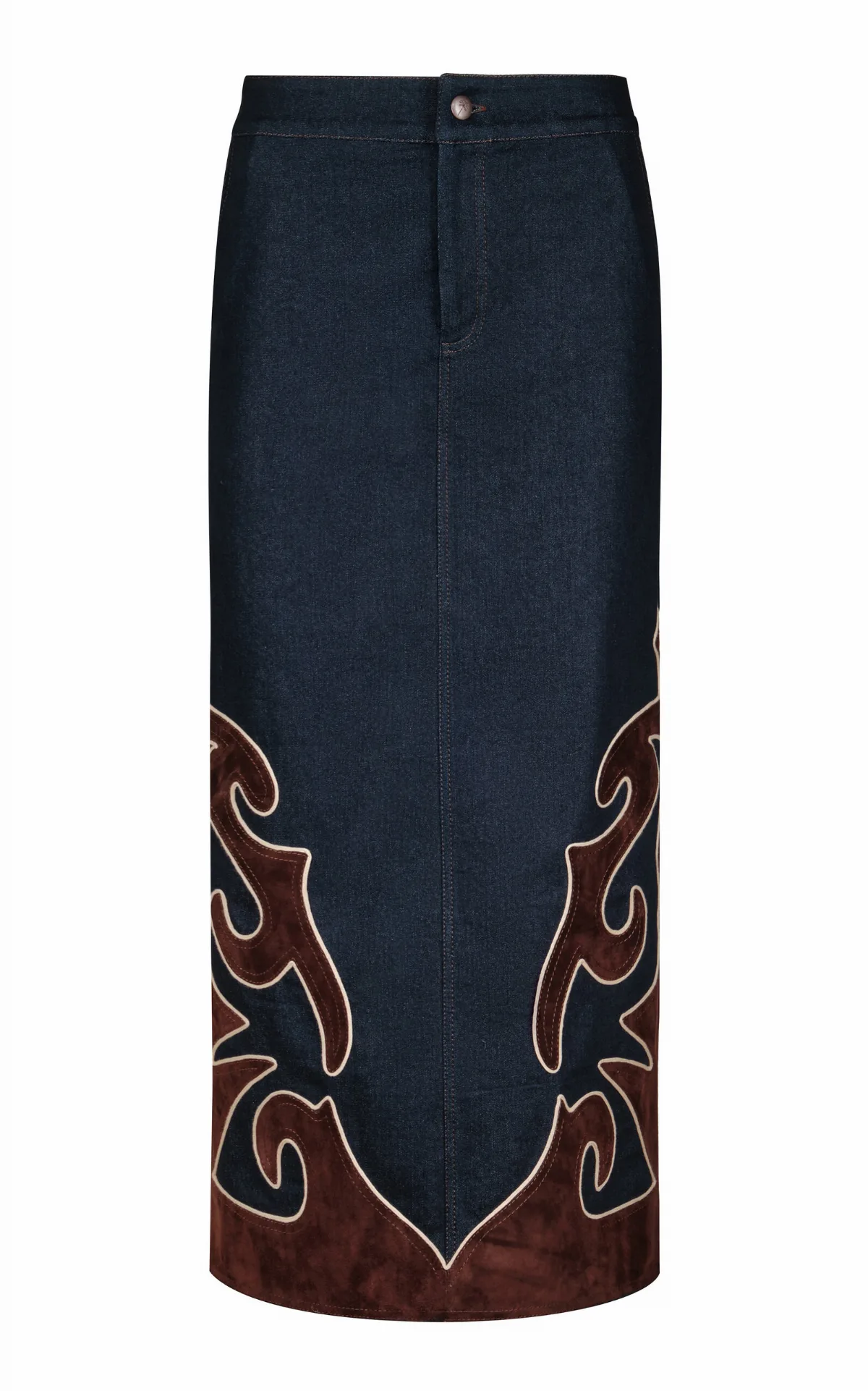 Time On My Side Embroidered Denim Maxi Skirt