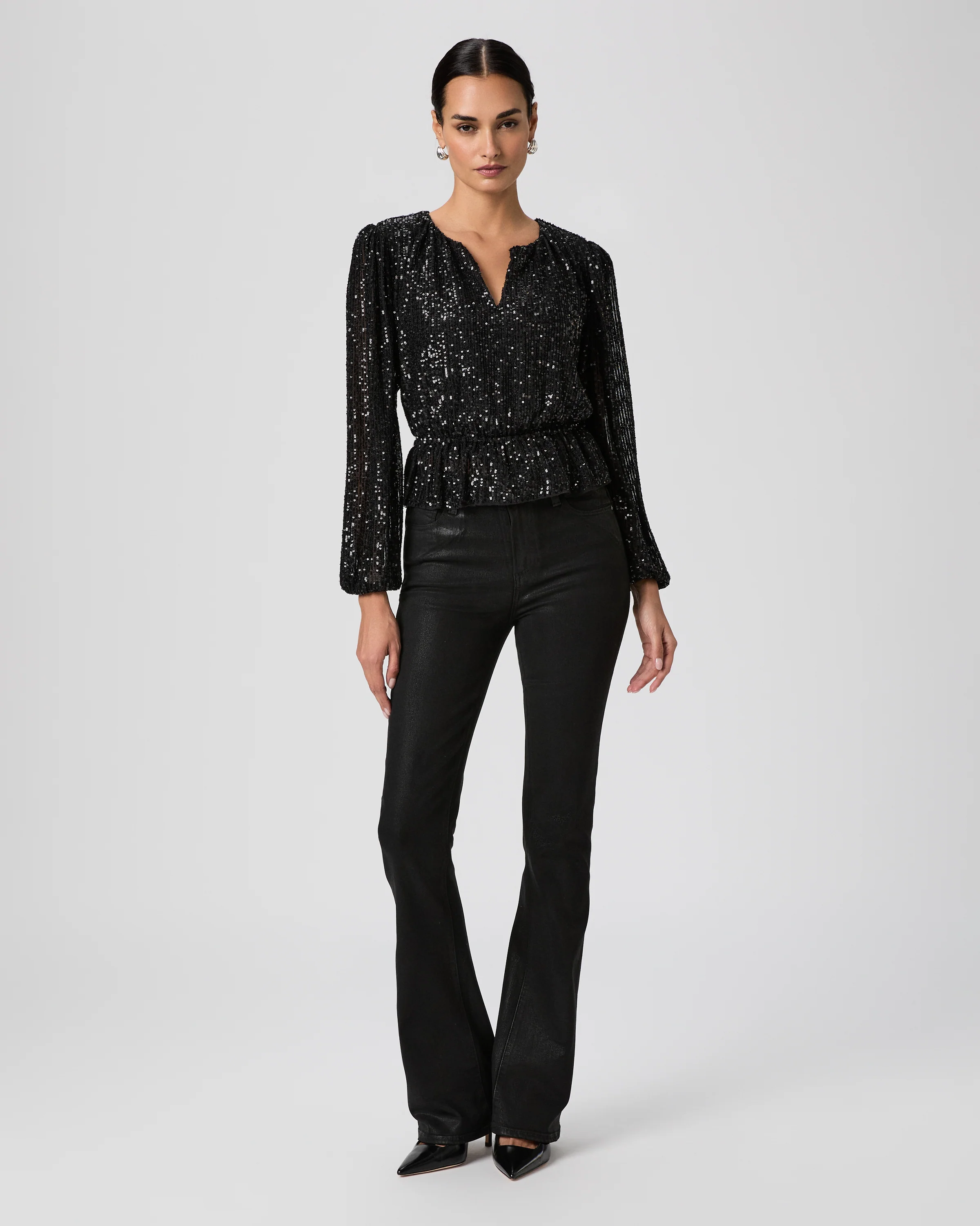 High Rise Laurel Canyon Bootcut Jean - Black Fog Luxe Coating