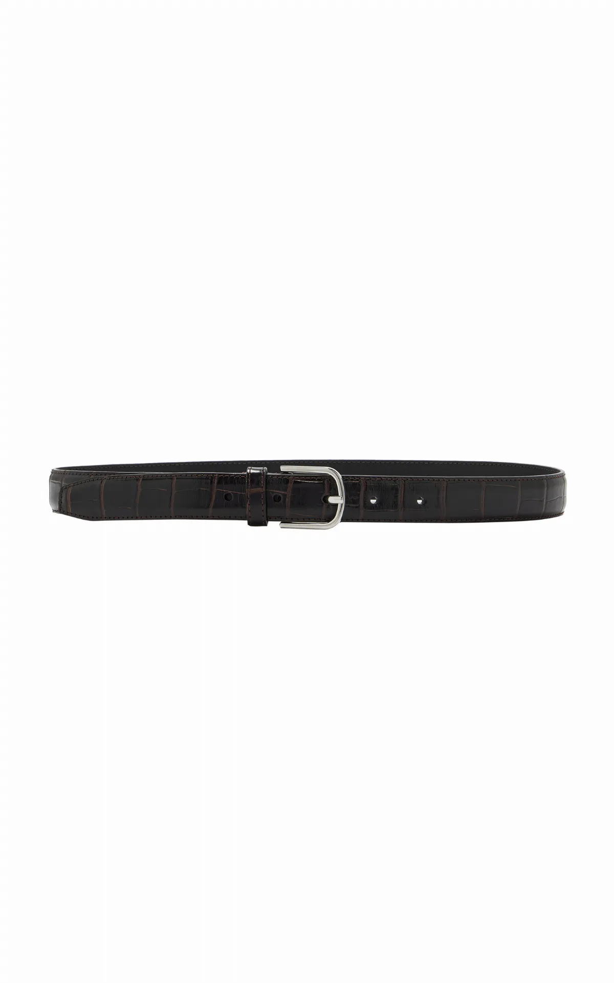 Slim Croc-Embossed Leather Belt