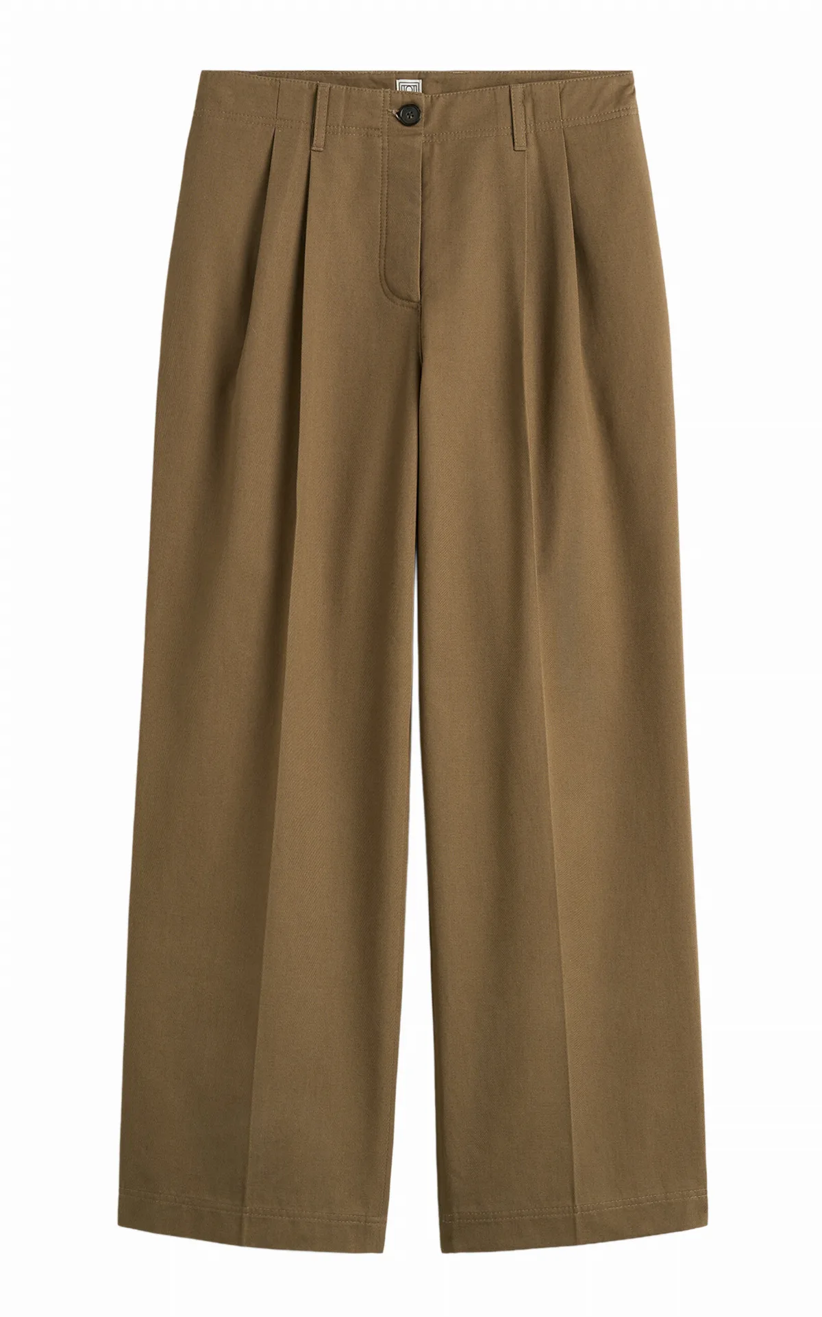 Pleated Cotton Twill Wide-Leg Pants