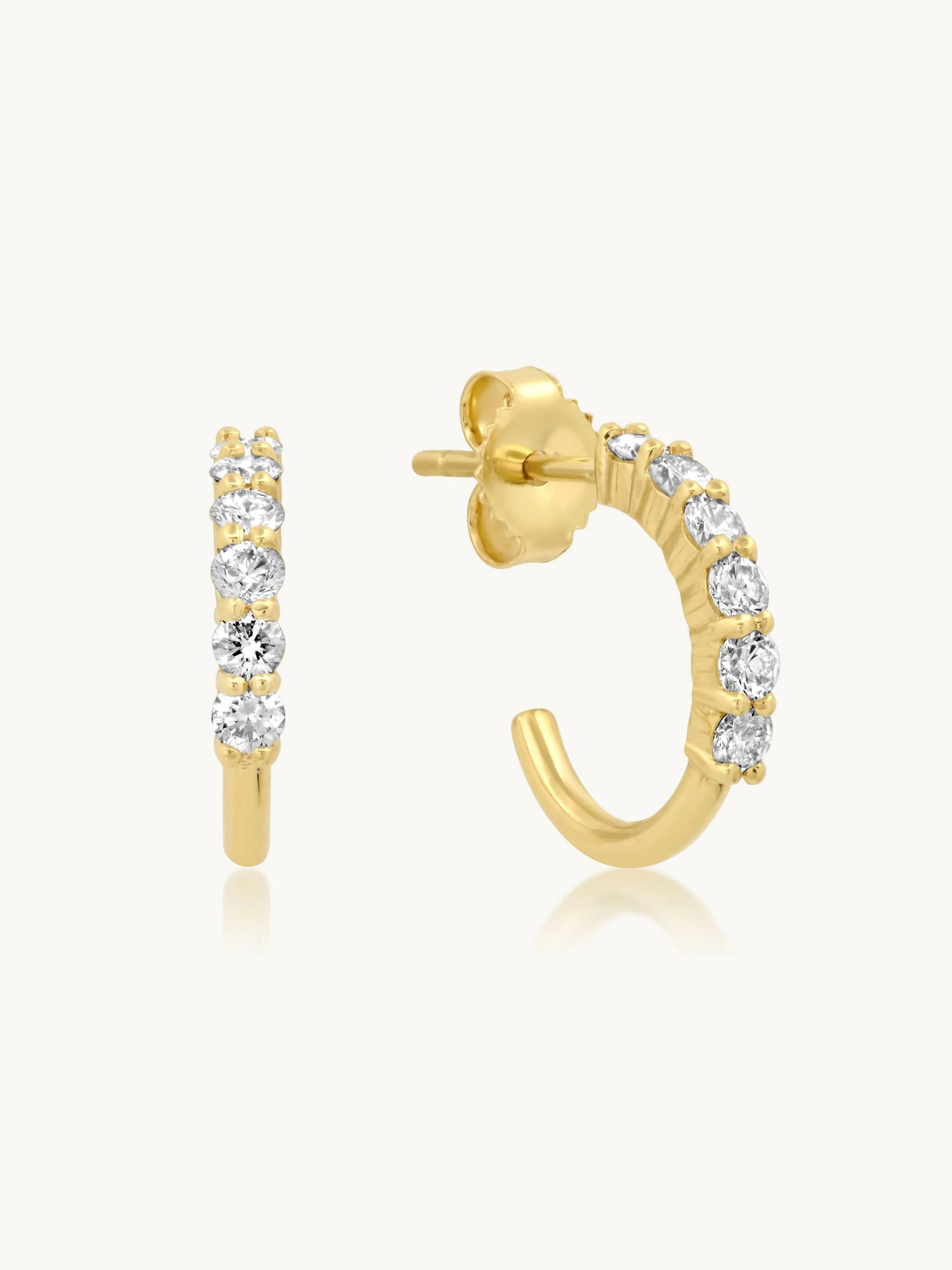 Mini 4-Prong Diamond Hoops