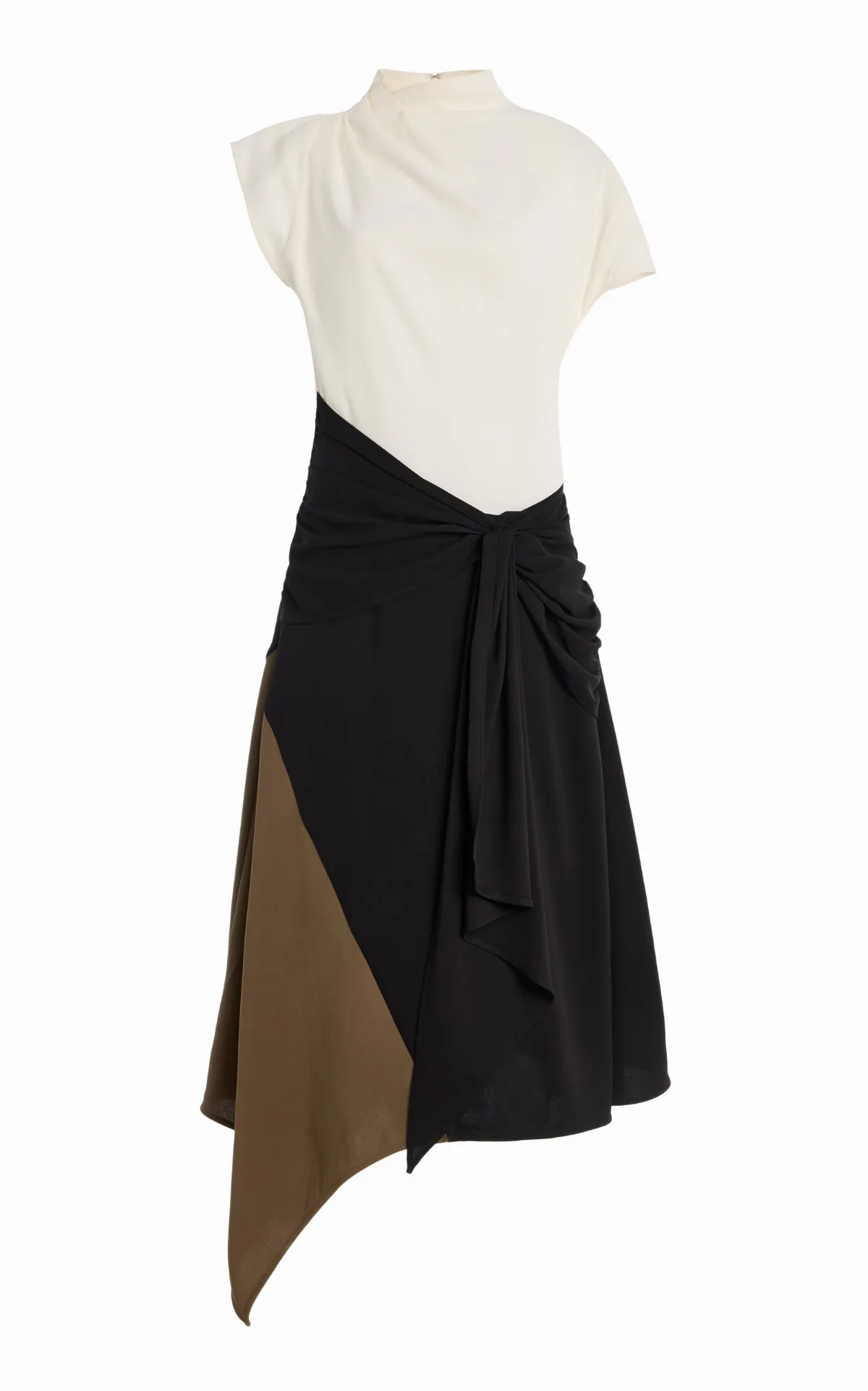 Davina Colorblock Draped Crepe Midi Dress
