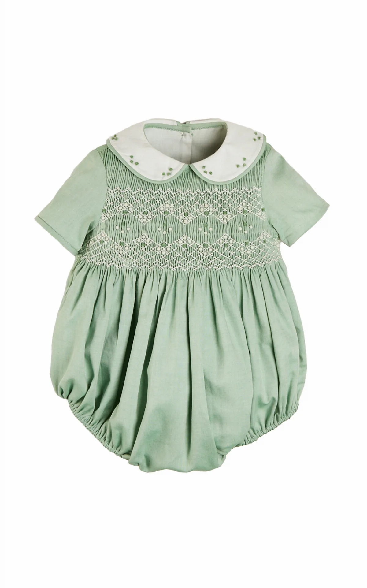 Infants' Peter Pan Collar Hand-Smocked Cotton Romper