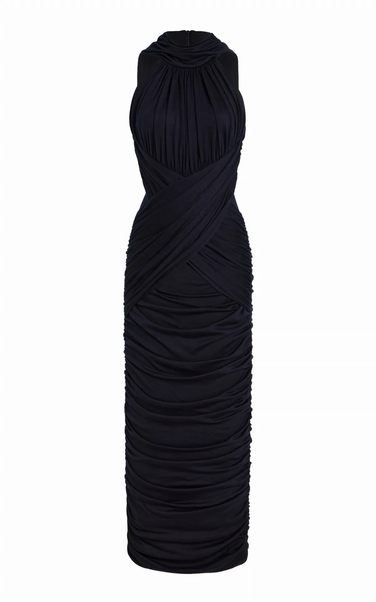 Draped Wool-Jersey Midi Dress