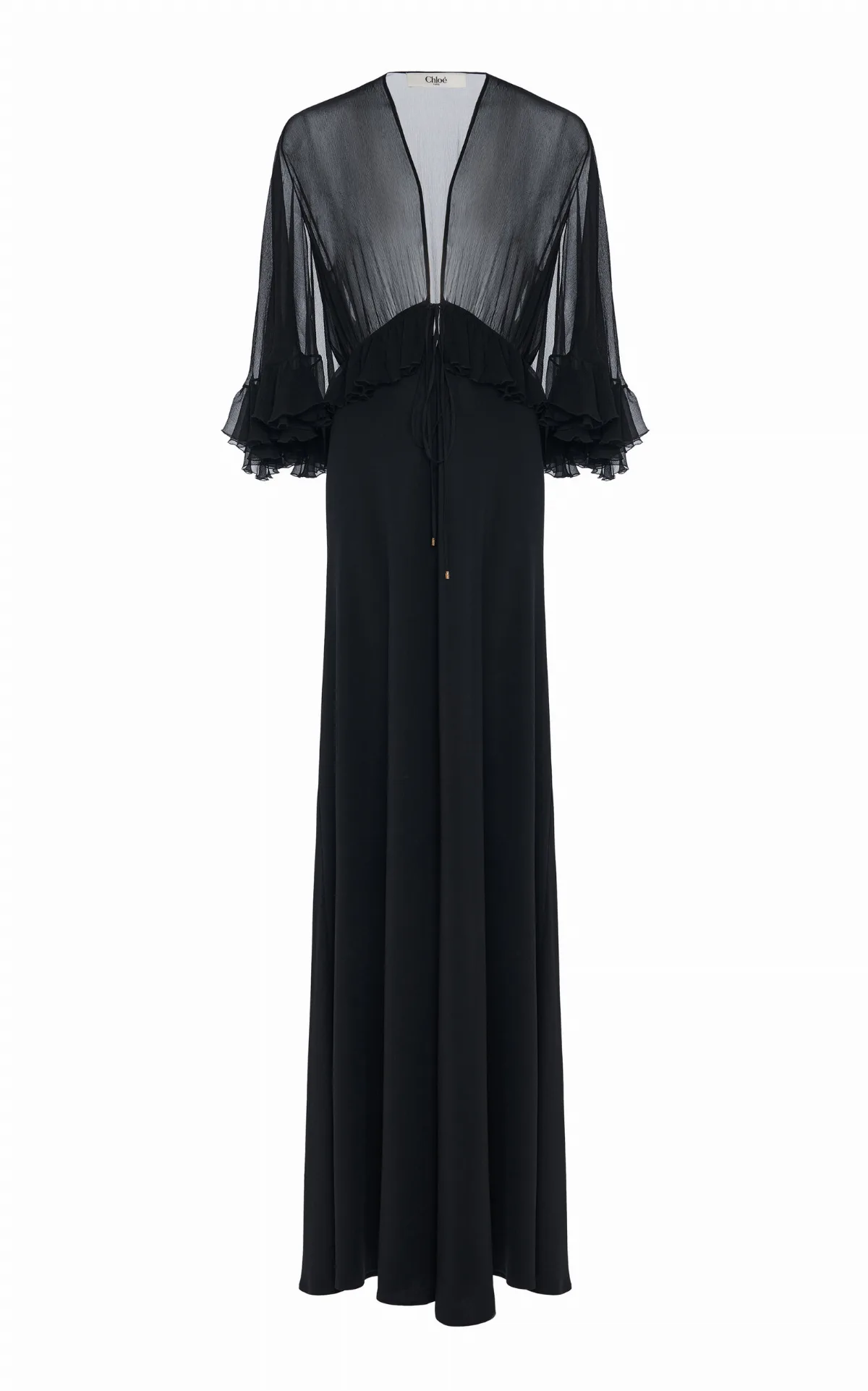 Ruffled Silk Crepe Maxi Dress