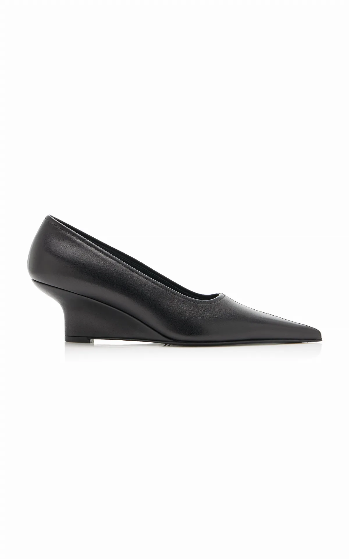 Sharp Leather Wedge Pumps
