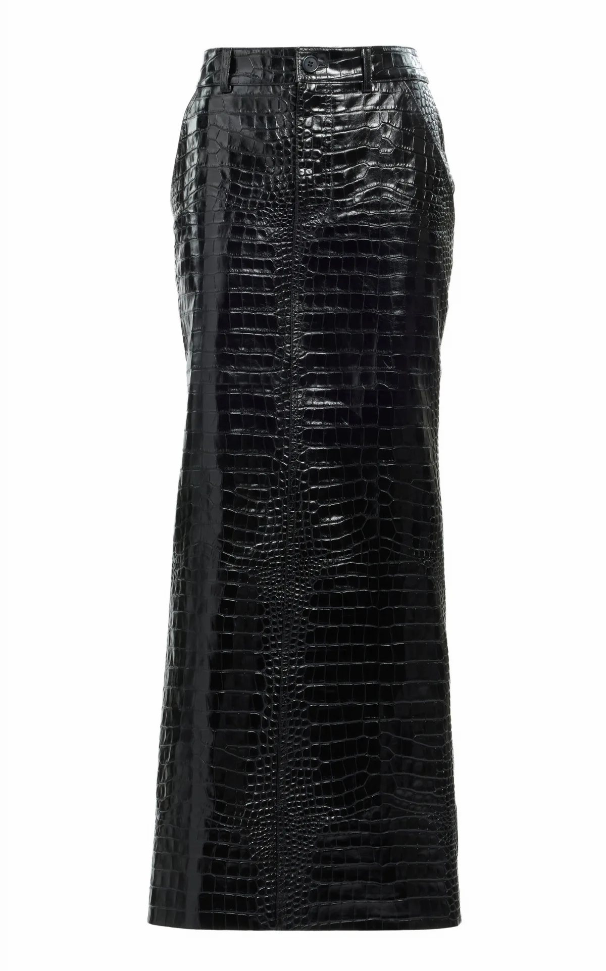 Croc-Embossed Leather Maxi Skirt
