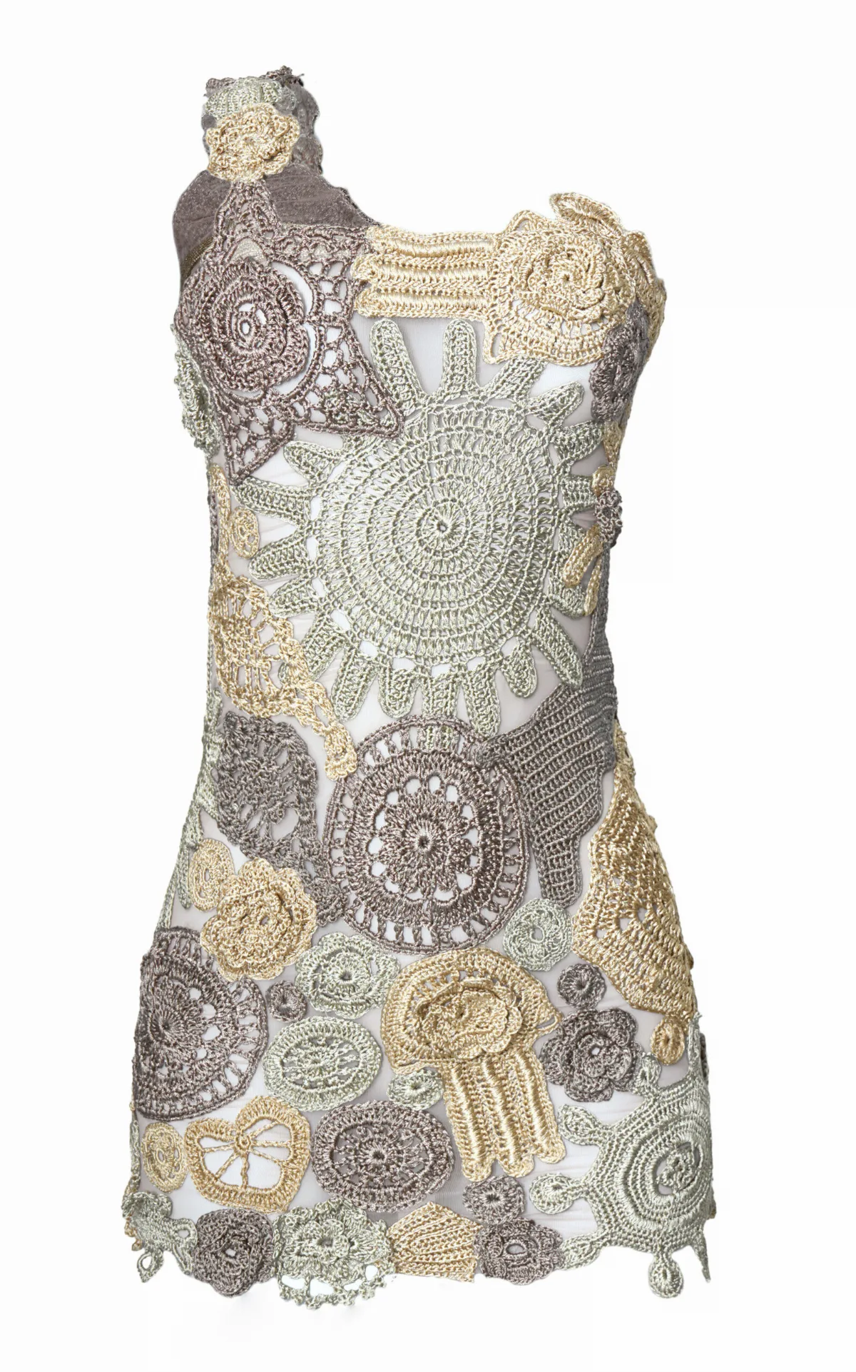 Luana One-Shoulder Crocheted Mini Dress