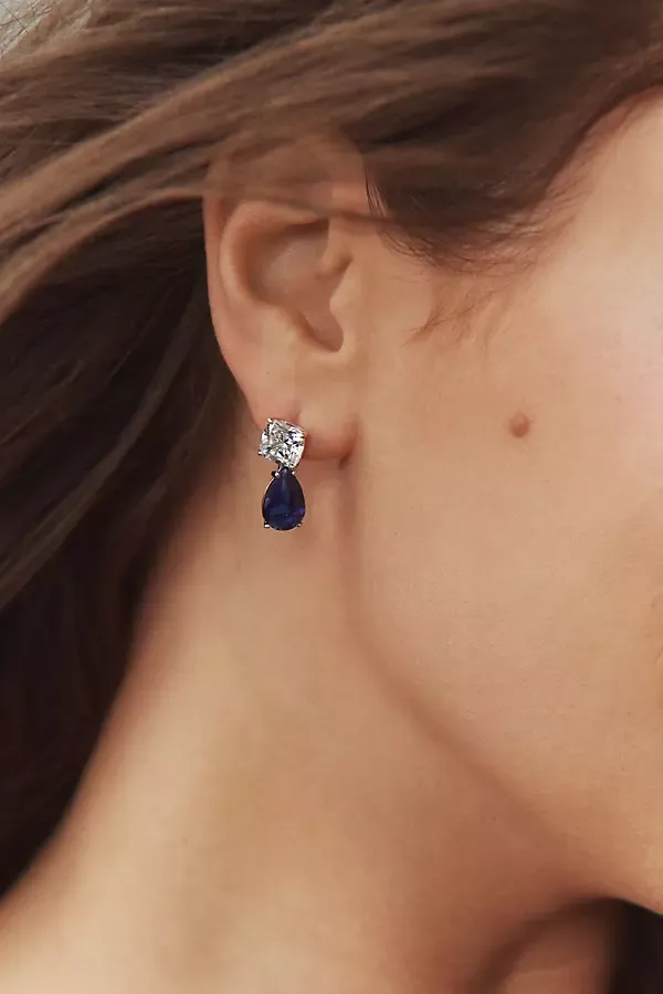 Crystal & Sapphire Drop Earrings