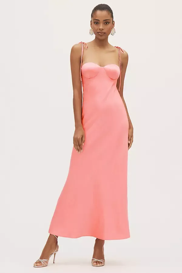 Calista Sweetheart Shell Satin Charmeuse Maxi Slip Gown