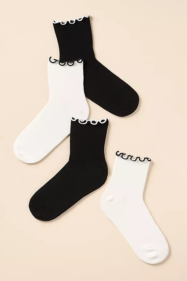 Merino Ruffle Crew Socks, Set of 2 by By Anthropologie