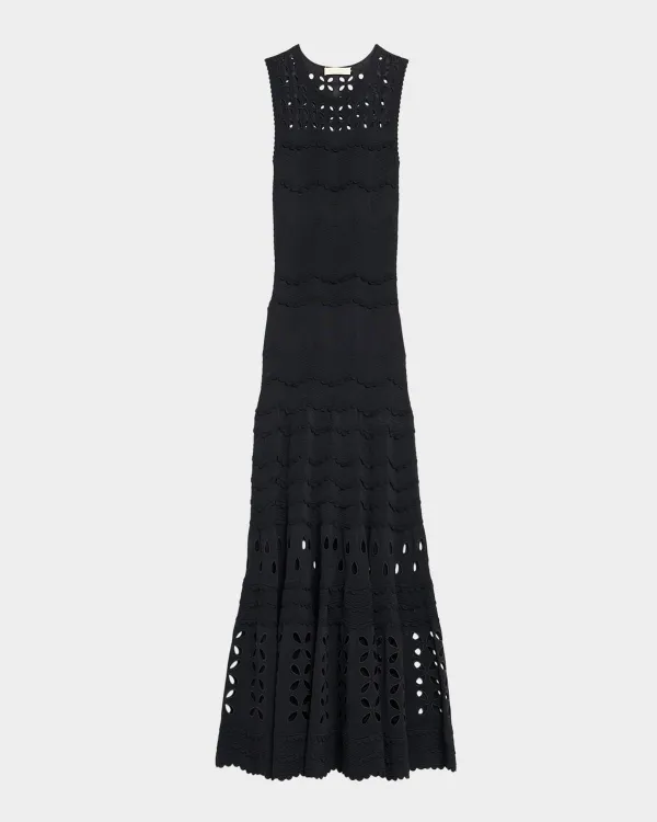 Lakshmi Knit Open-Work Maxi Dress