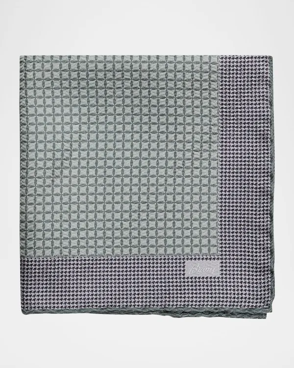 Micro-Jacquard Hand-Rolled Silk Pocket Square