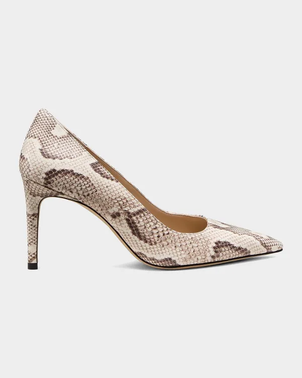 85mm Stuart Power Snake-Embossed Leather Pumps
