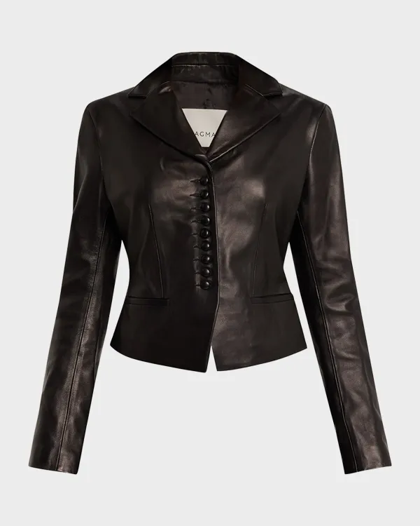 Slim Lambskin Leather Blazer