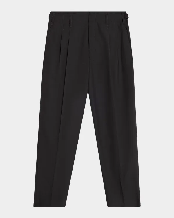 Tropical Polyester and Wool Pleated Pants
