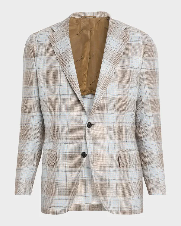 Cashmere, Wool and Silk Plaid Sport Coat