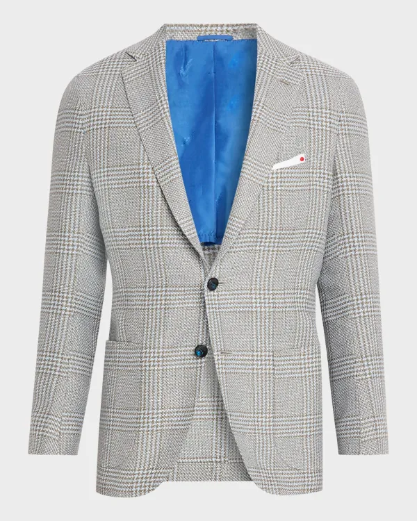 Cashmere and Linen Houndstooth Check Sport Coat