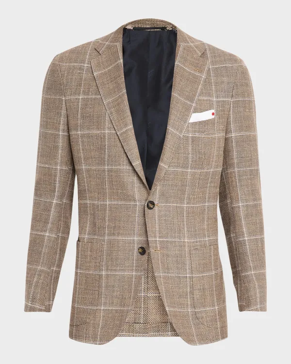 Cashmere, Wool and Silk Windowpane Sport Coat
