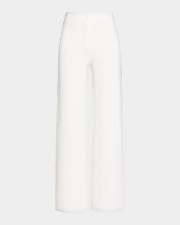 Compact Knit Straight-Leg Pants