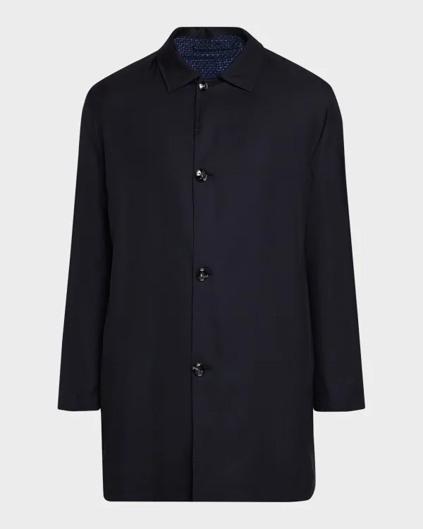 Wool and Silk Birdseye Reversible Raincoat
