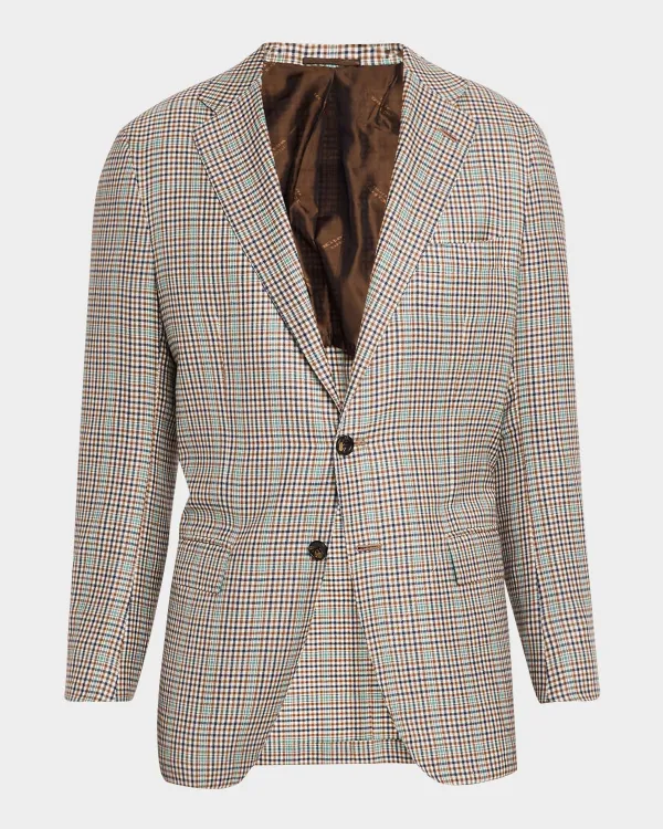 Cashmere and Silk Multi-Check Deconstructed Sport Coat