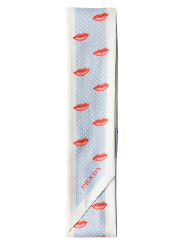 Printed Silk Twill Skinny Scarf