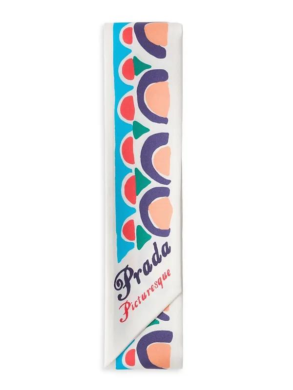 Printed Silk Twill Skinny Scarf