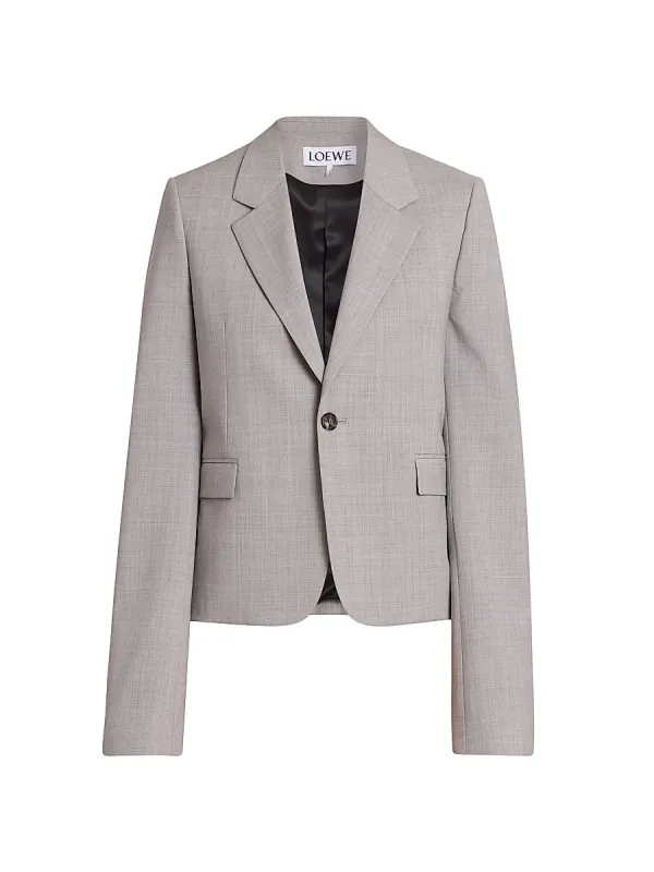 Hatched Wool-Blend Blazer