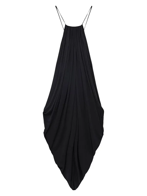 Draped Silk-Blend Maxi Dress