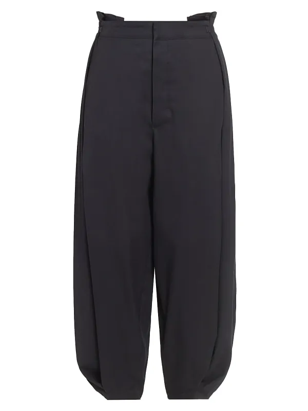 Draped Cotton-Silk Trousers