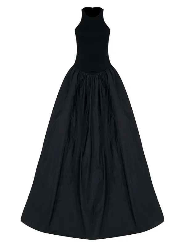 Cate Silk Fit-And-Flare Sleeveless Gown