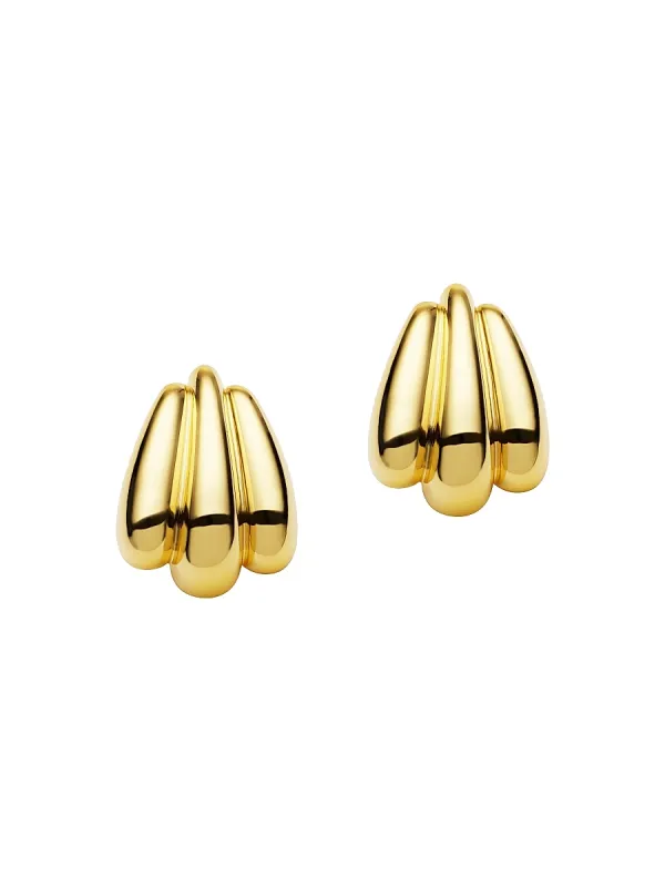 Zagora Quinnie Fluted 24K-Gold-Plated Drop Earrings by Amber Sceats