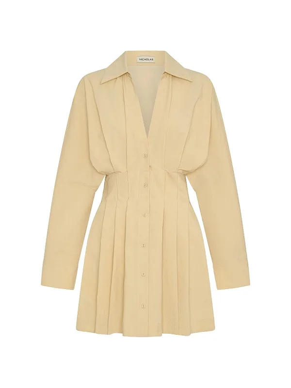 Fabienne Pleated Mini Shirtdress