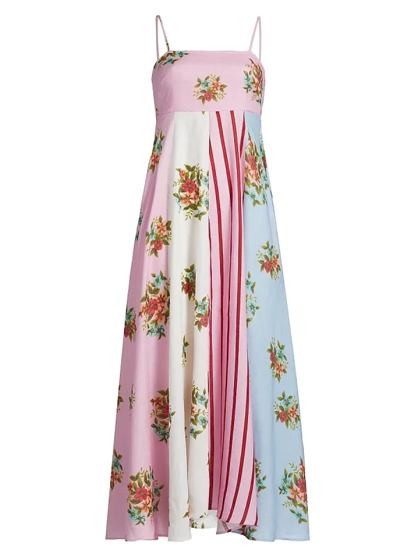 Lucille Belted Floral Linen Shirtdress by Aston Studio