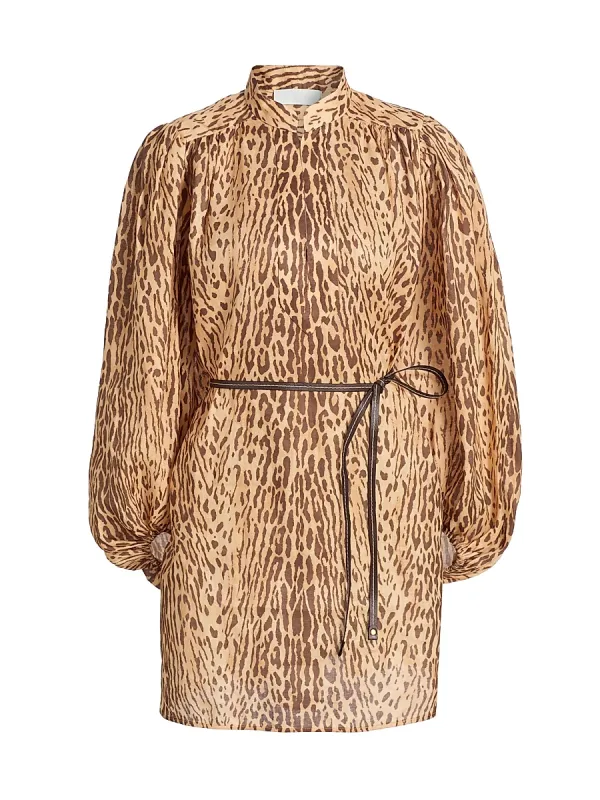 Cascadian Leopard Linen Tunic Dress