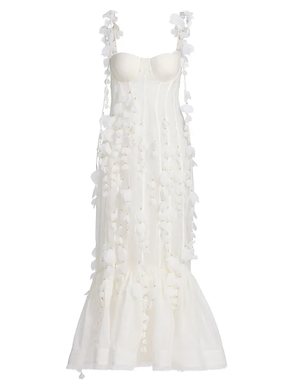 Dawning Petal Linen-Silk Midi-Dress by Zimmermann