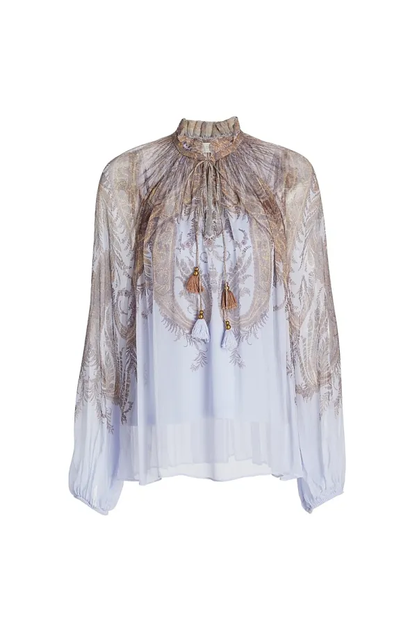 Hypnotic Billow Split-Neck Blouse