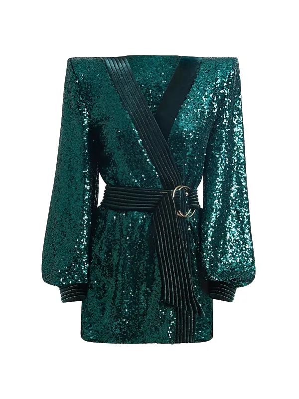 Cala Conta Sequined Wrap Minidress by Zhivago
