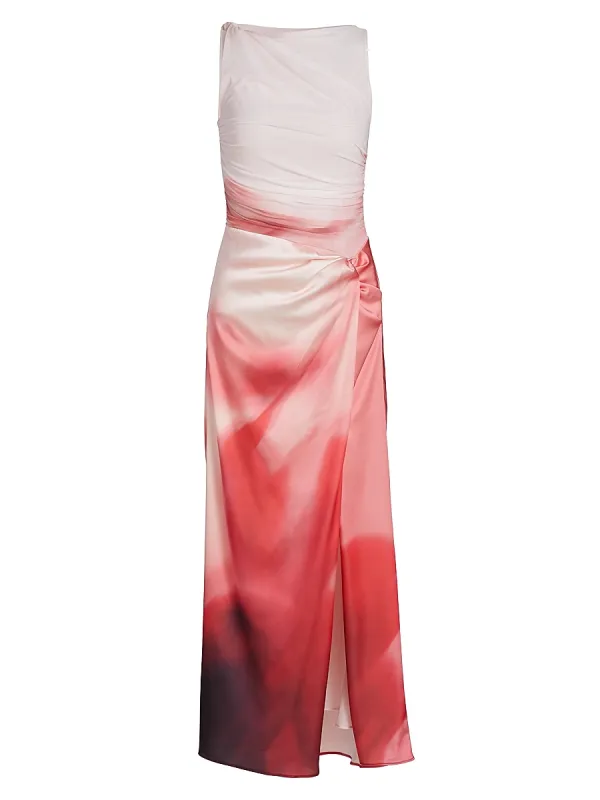 Brianna Dyed Mesh Satin Maxi Dress