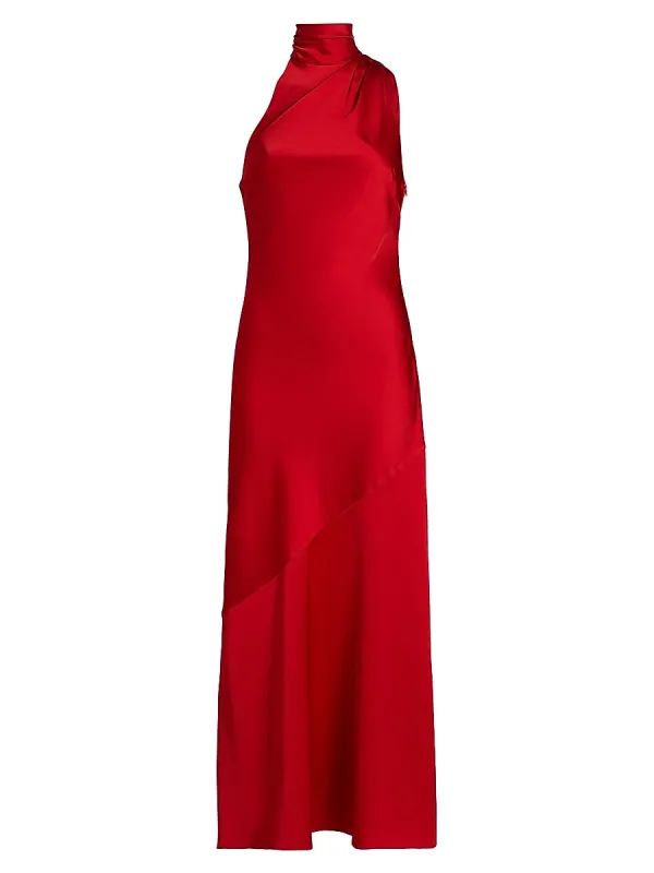Nadia Bias-Cut Satin Midi-Dress