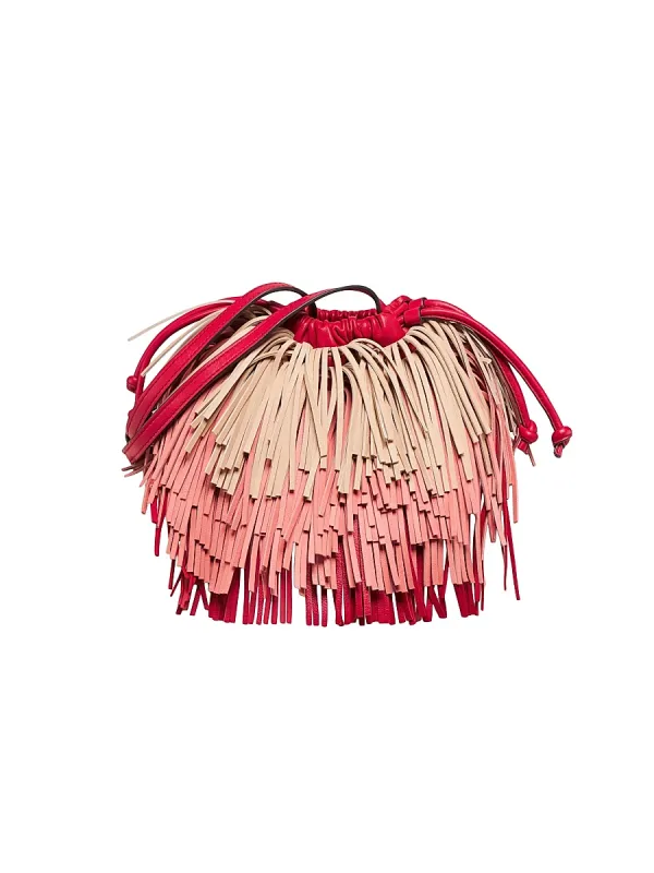 Colorblocked Fringed Leather Crossbody Bag by Zimmermann