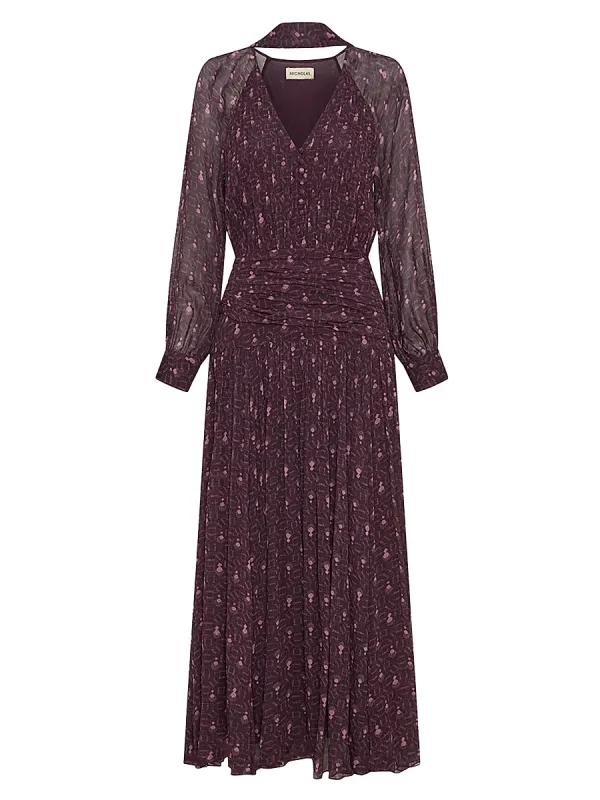 Draya Geometric Ruched Maxi Dress