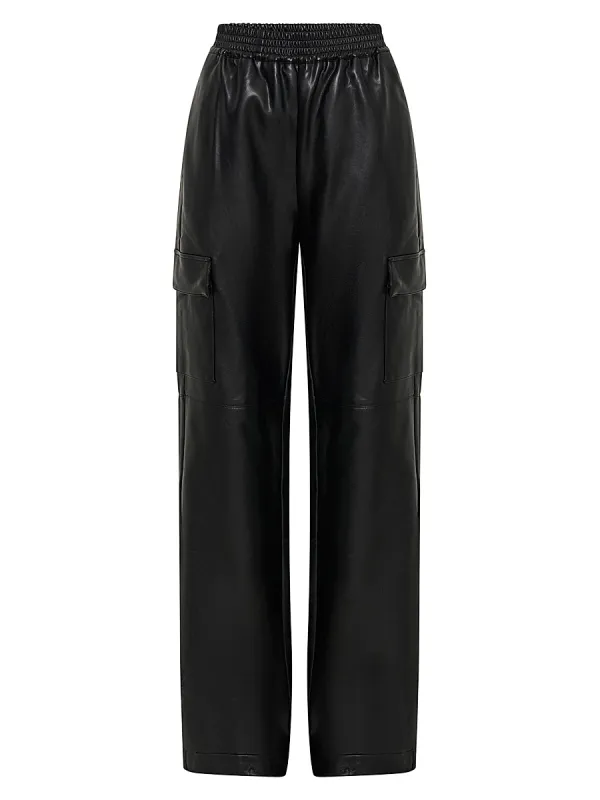 Edwina Faux Leather Cargo Pants